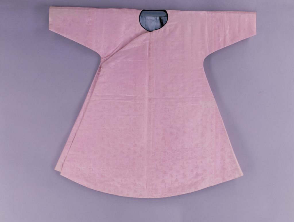 粉色风景纹暗花绫绵袍